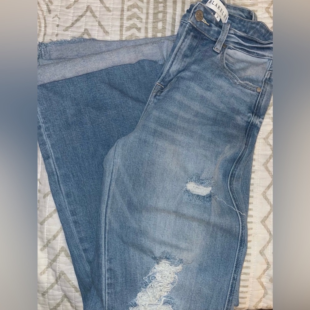 Blanek Blue Distressed Flare Jeans